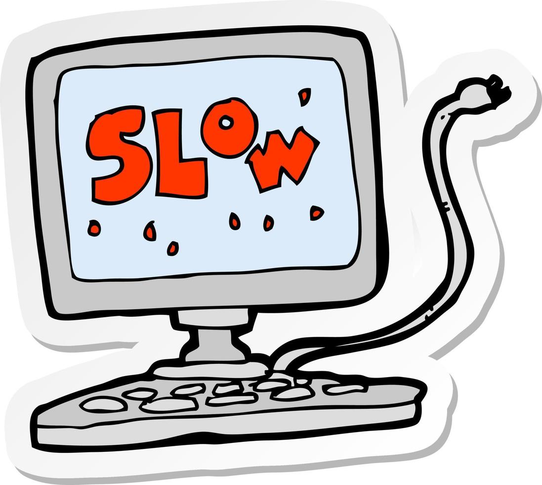 sticker of a cartoon slow computer vector