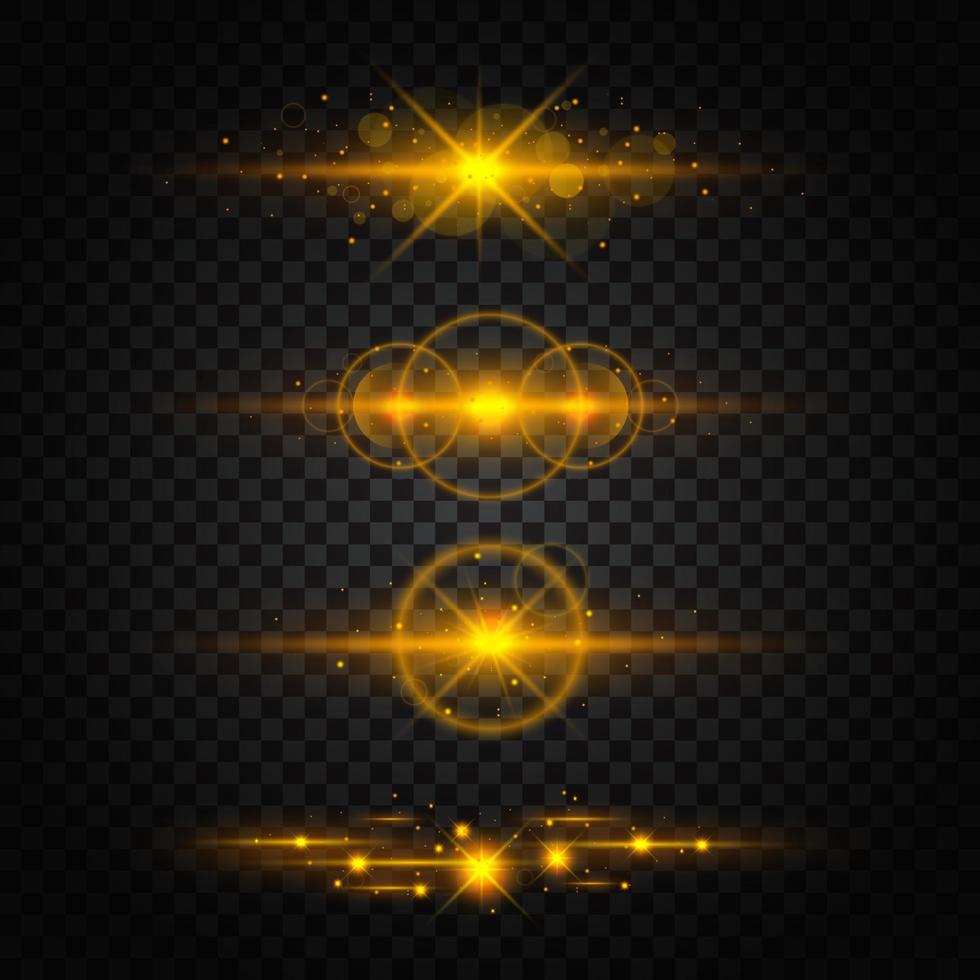 Sparkling Golden Lens Flare Line Elements vector