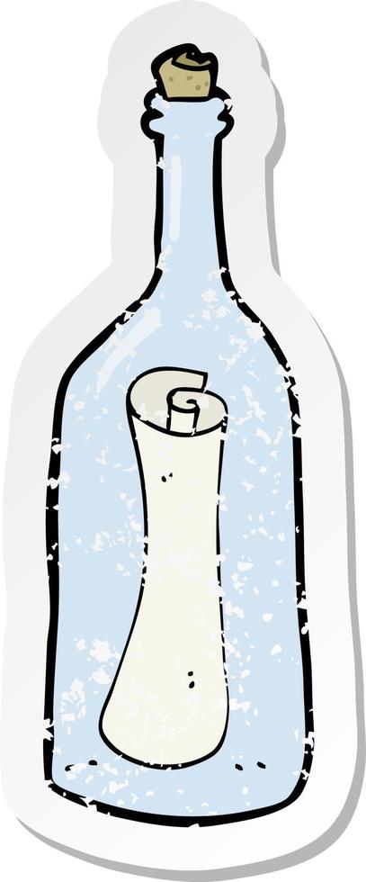 retro distressed sticker of a cartoon letter in a bottle vector