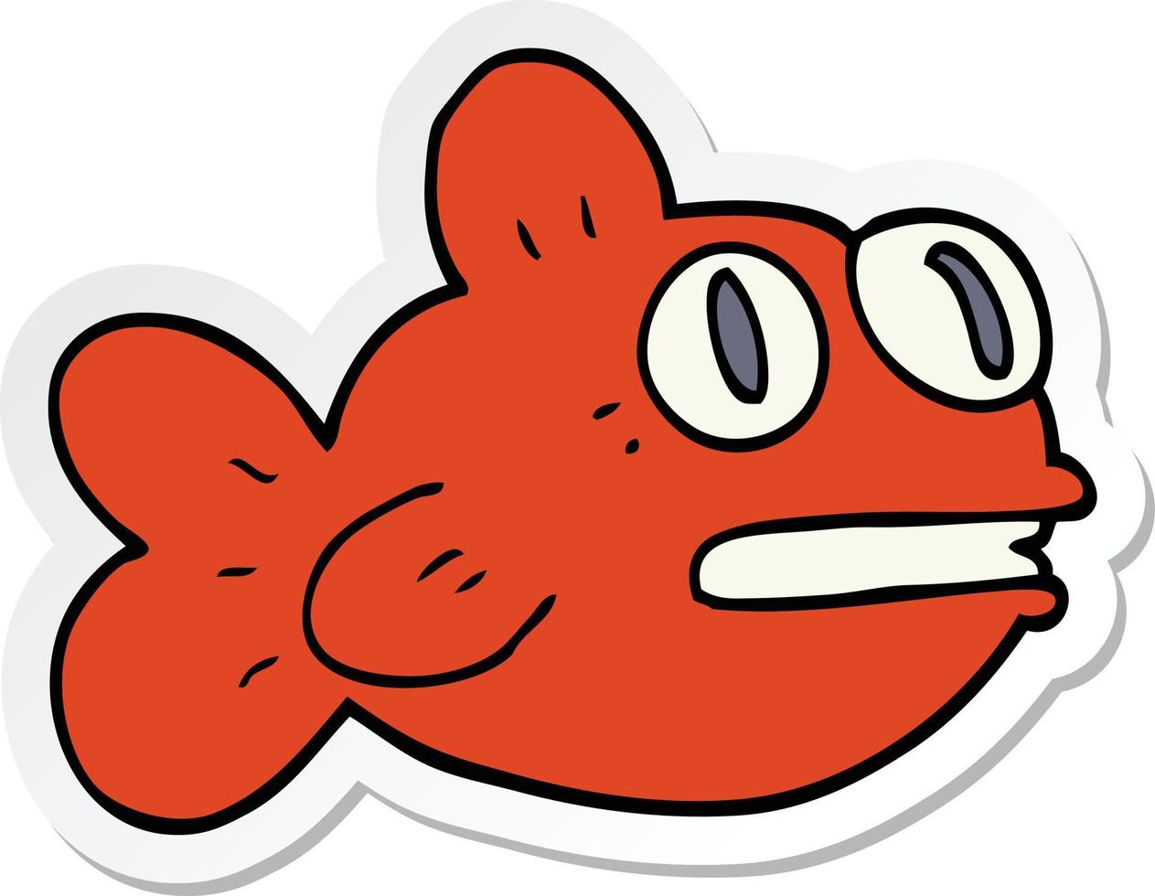 sticker of a cartoon fish vector