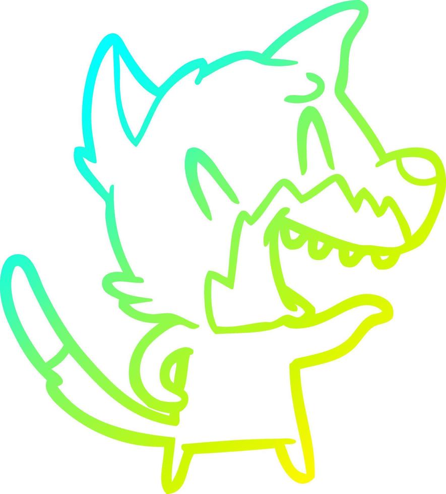 cold gradient line drawing laughing fox cartoon vector