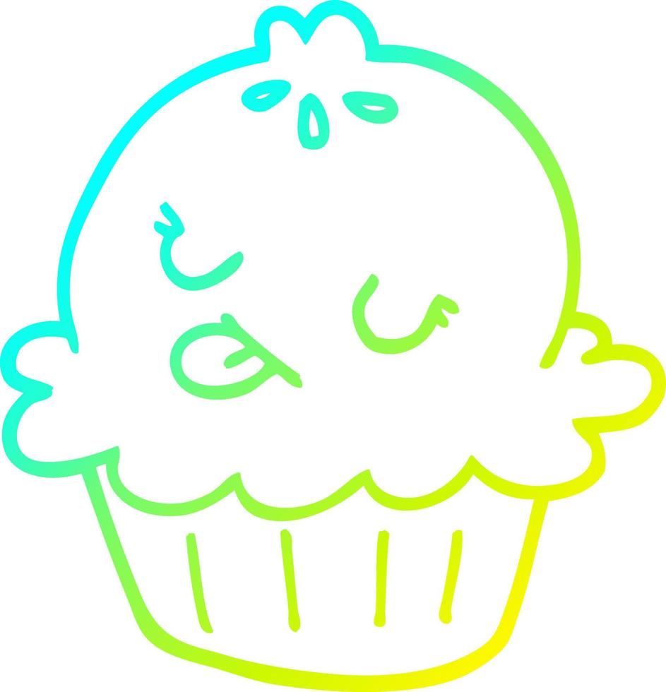 cold gradient line drawing cute cartoon pie vector