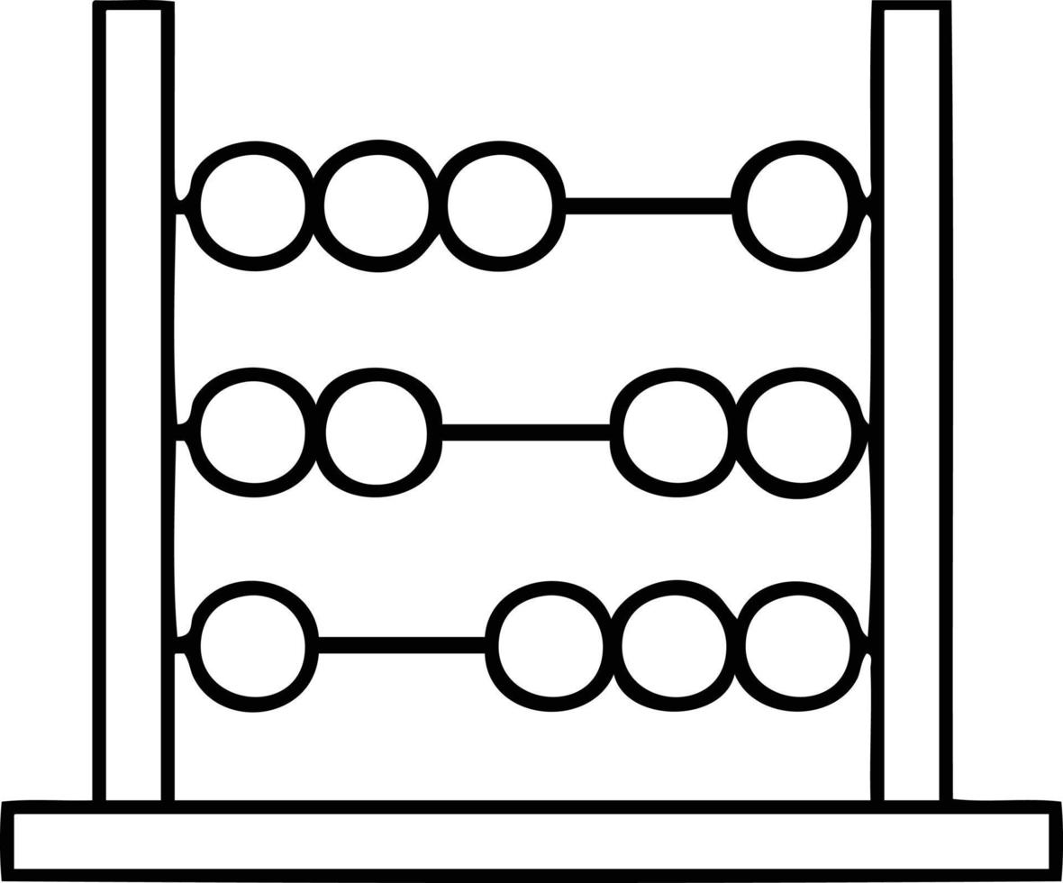 ábaco de matemáticas de dibujos animados de dibujo lineal vector