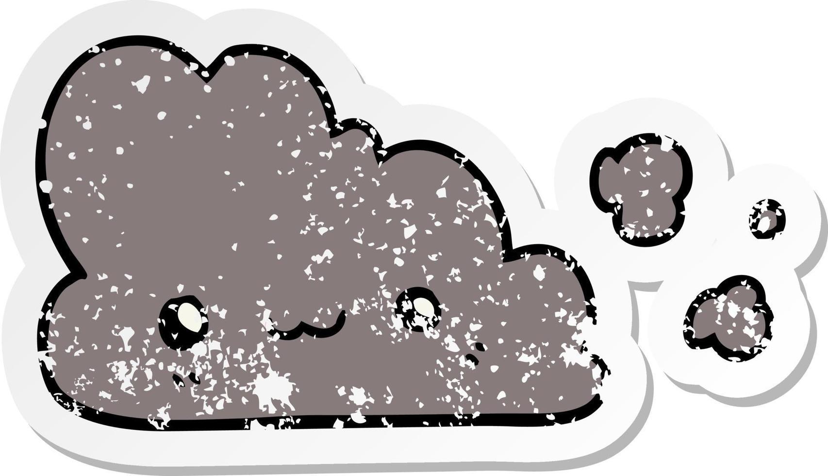 distressed sticker of a cute cartoon cloud vector