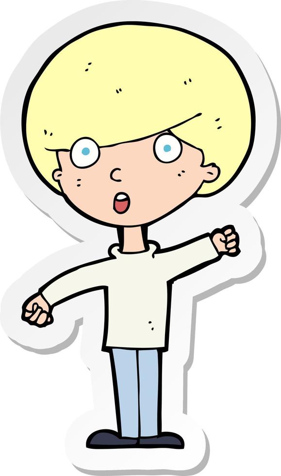 sticker of a cartoon shocked boy vector