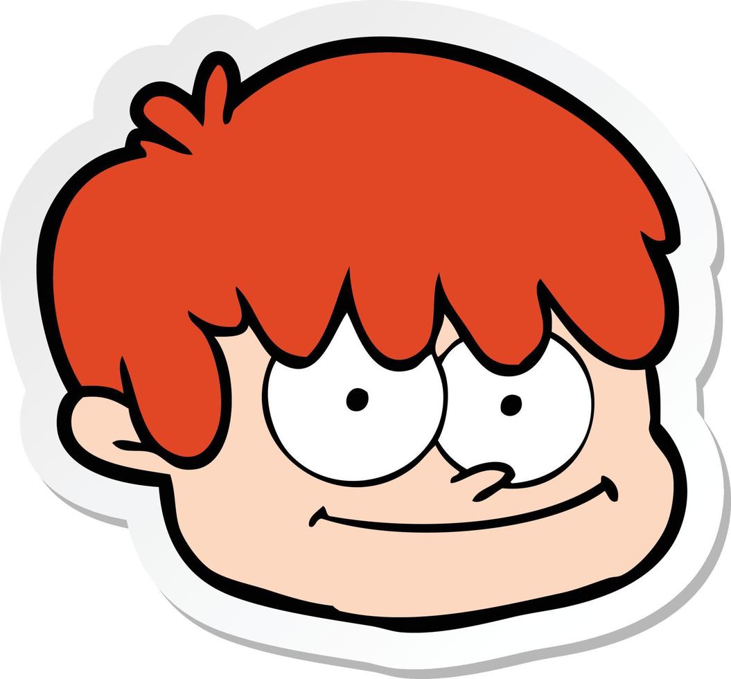 sticker of a cartoon male face vector