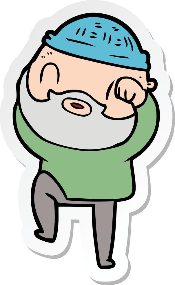 sticker of a cartoon bearded man vector