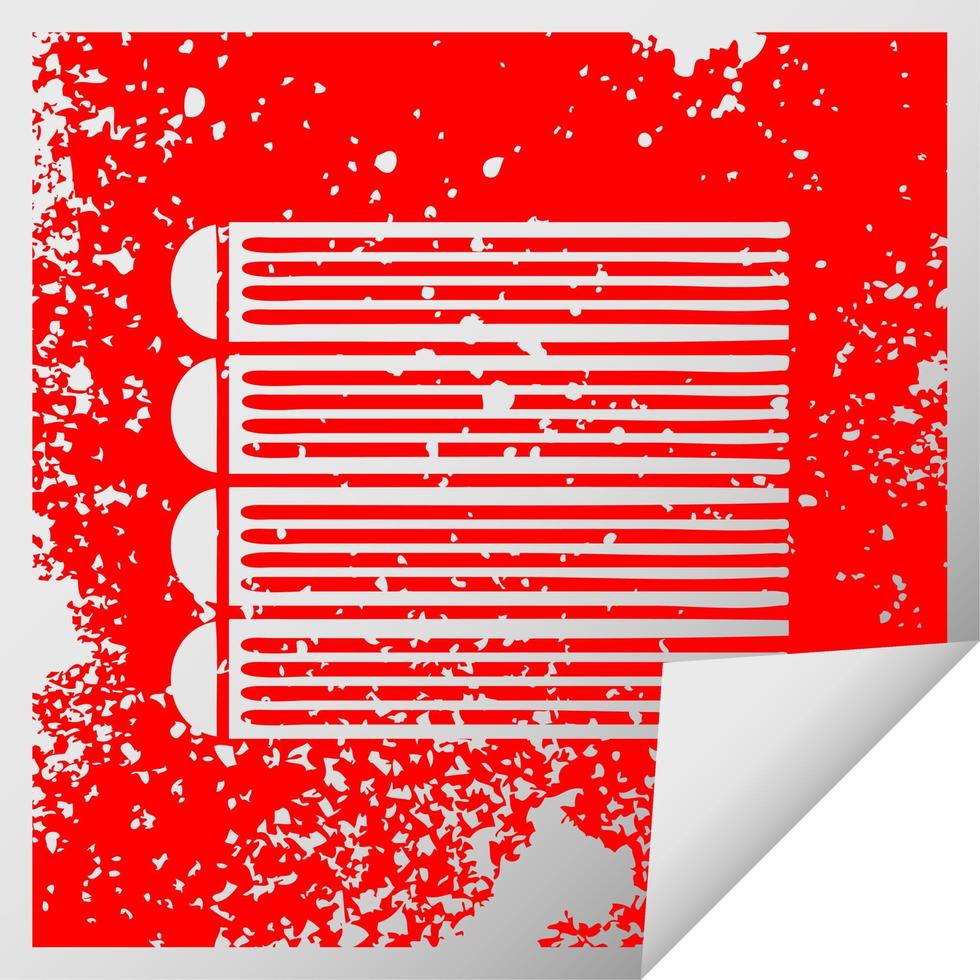 distressed square peeling sticker symbol stack of books vector