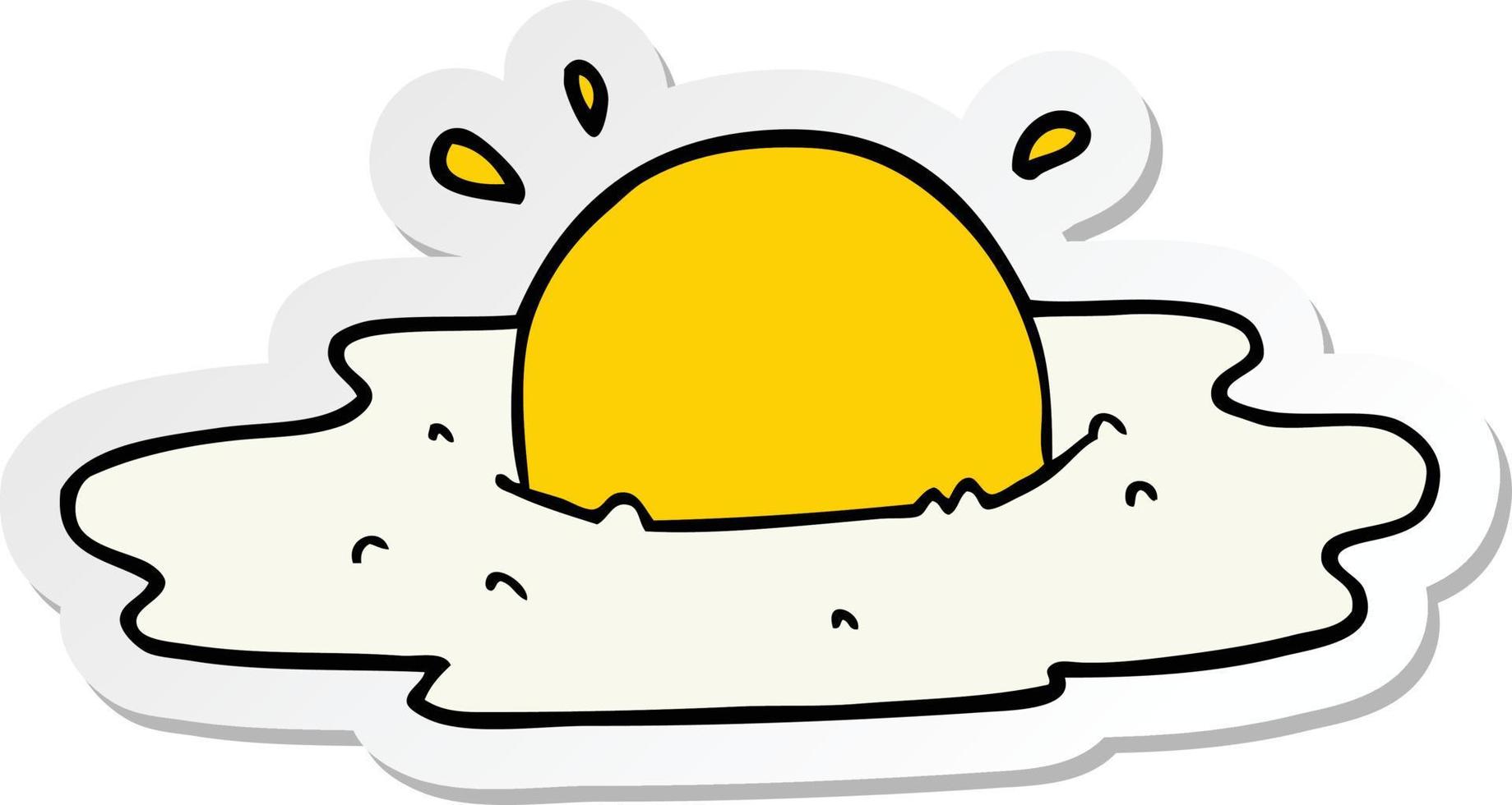 sticker of a cartoon fried egg vector