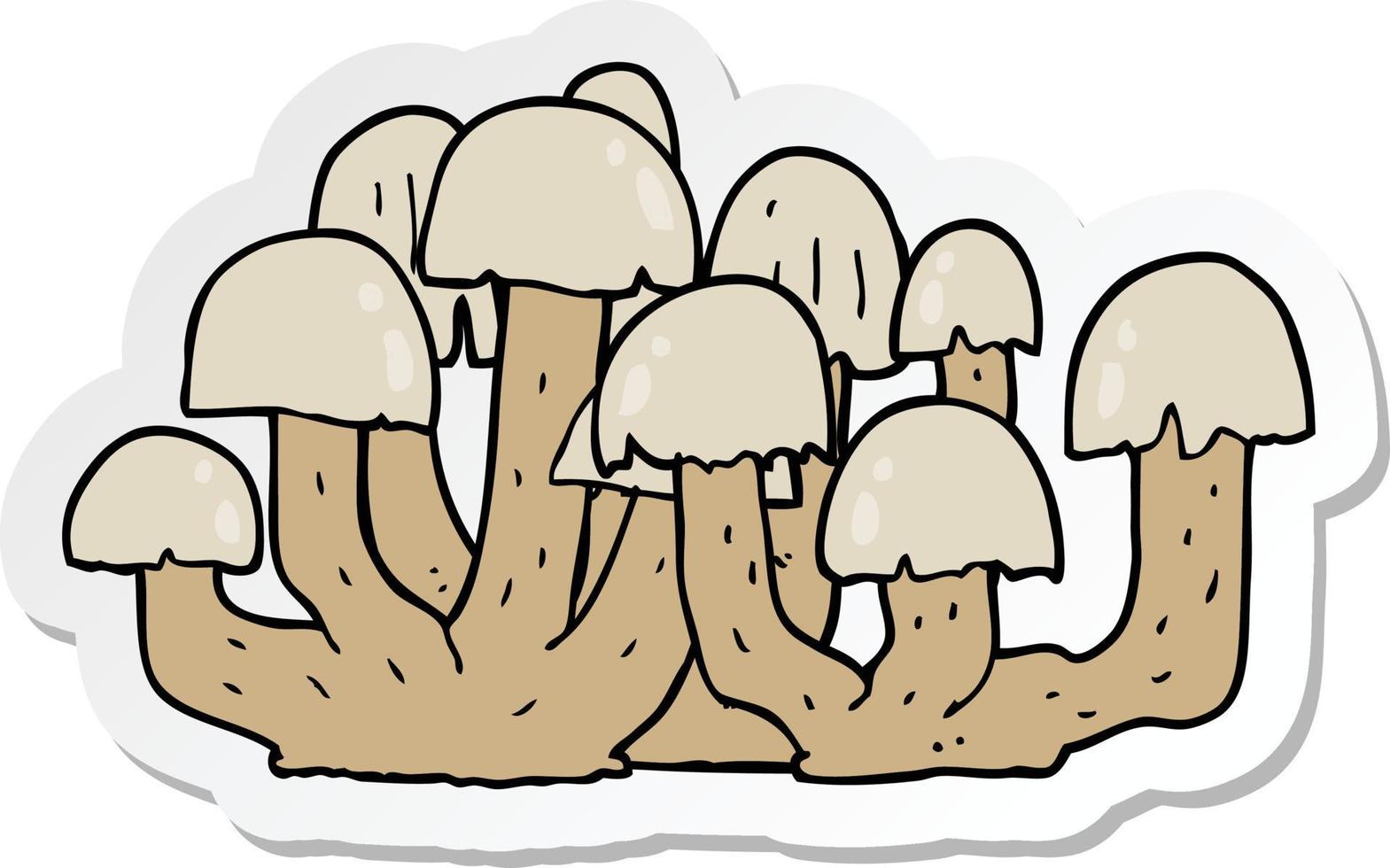 sticker of a cartoon mushroom vector