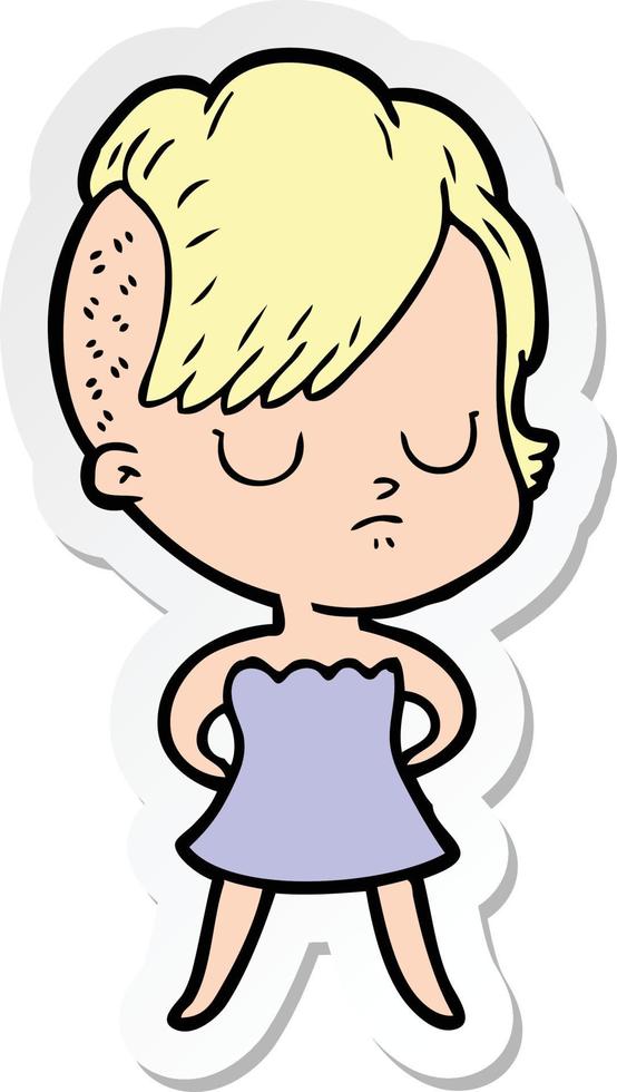 sticker of a cartoon woman vector