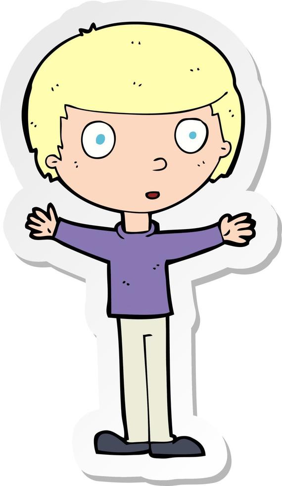 sticker of a cartoon surprised man vector