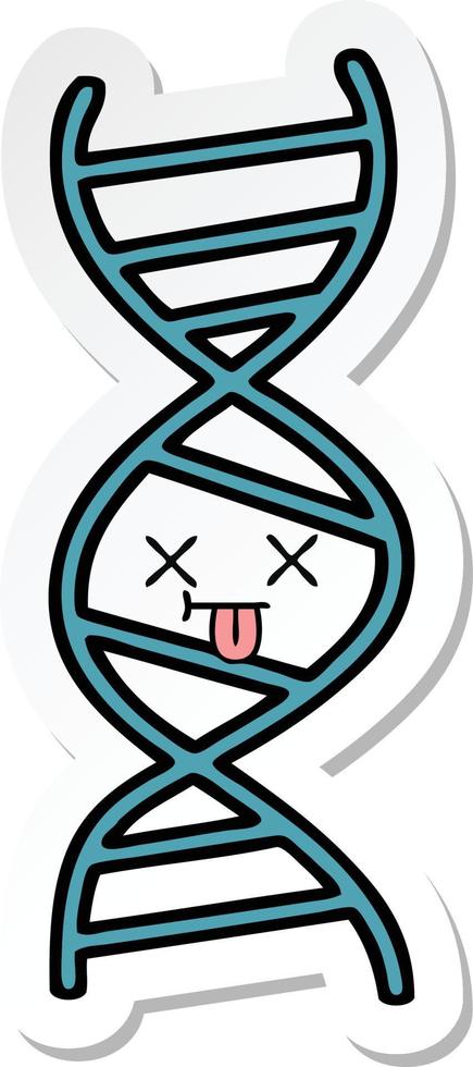 sticker of a cute cartoon DNA strand vector