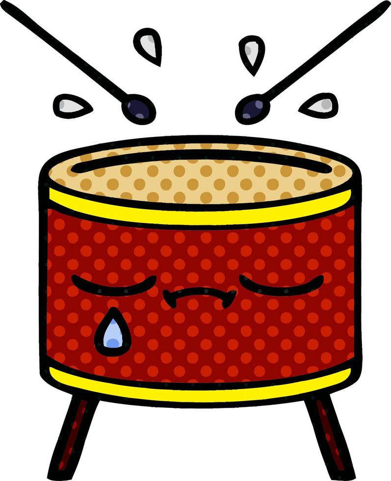 comic book style cartoon crying drum vector