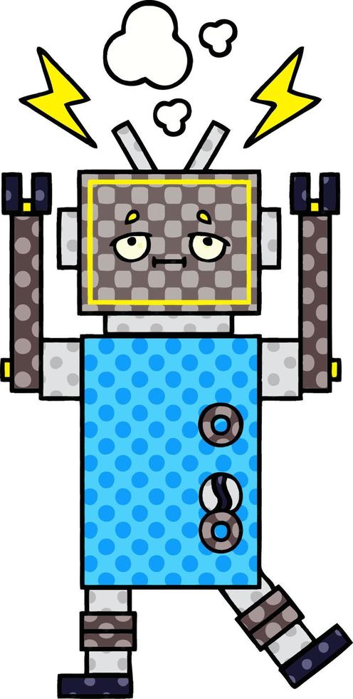 comic book style cartoon malfunctioning robot vector