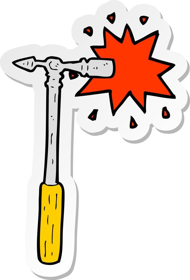 sticker of a cartoon pin hammer vector