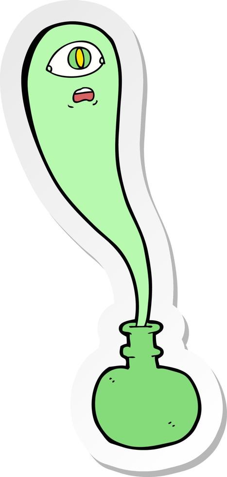 sticker of a cartoon halloween ghost in bottle vector