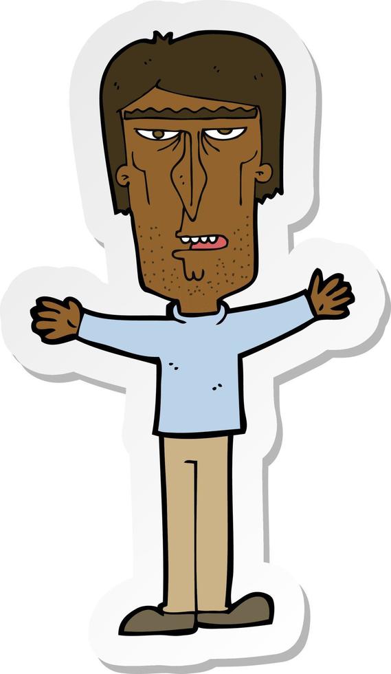 sticker of a cartoon angry man vector