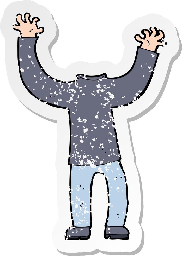 retro distressed sticker of a cartoon headless body vector