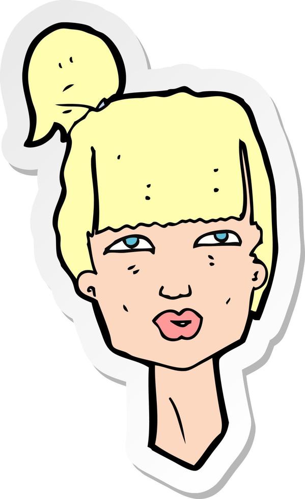 sticker of a cartoon female head vector