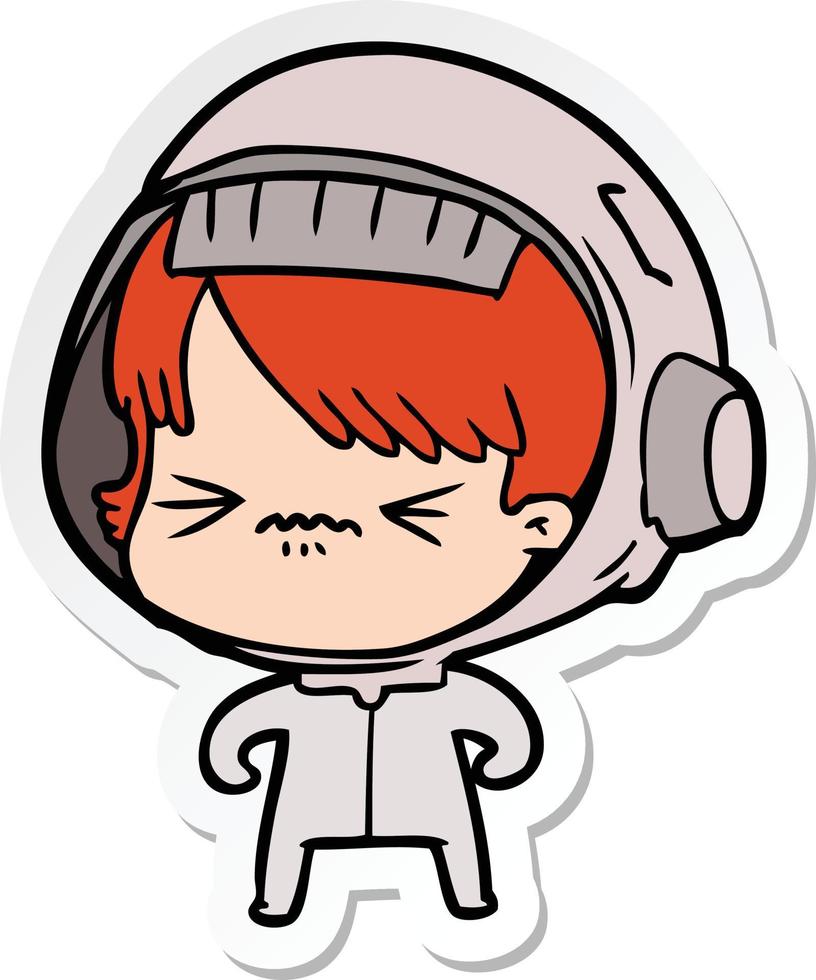 sticker of a angry cartoon space girl vector