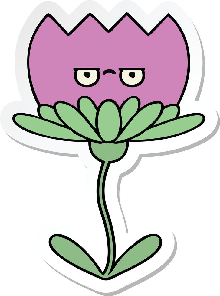 sticker of a cute cartoon flower vector