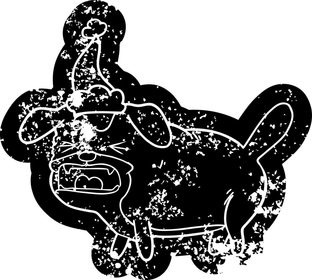 icono angustiado de dibujos animados de un perro ladrando con sombrero de santa vector
