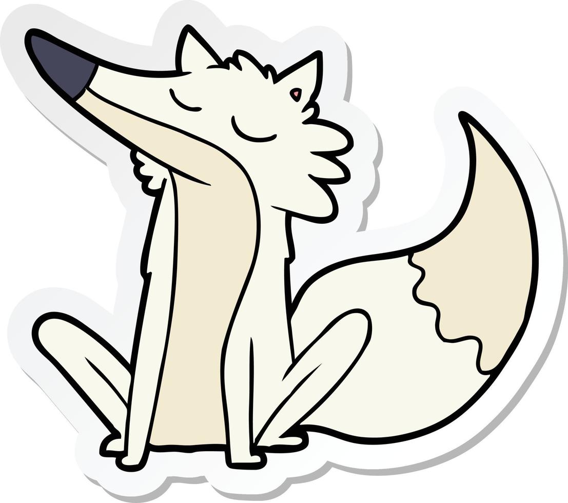 sticker of a cartoon wolf vector