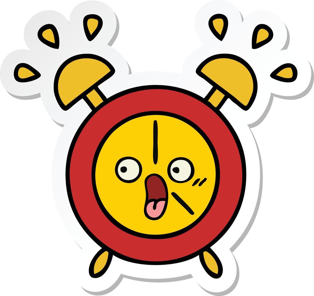 sticker of a cute cartoon alarm clock vector