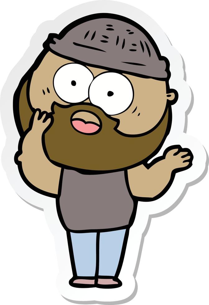 sticker of a cartoon bearded man vector