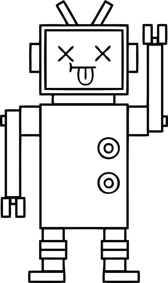 line drawing cartoon robot vector