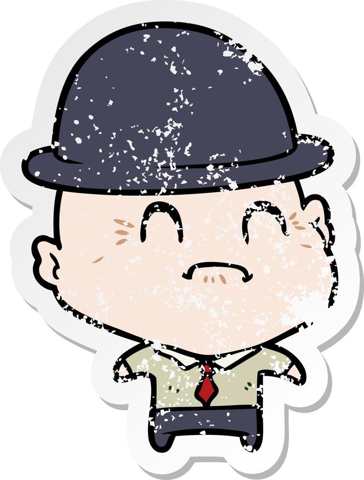 distressed sticker of a cartoon old businessman vector