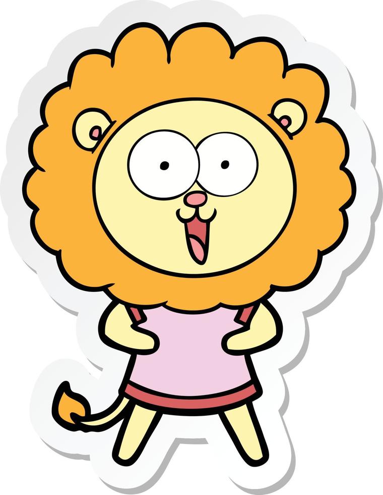 sticker of a happy cartoon lion vector