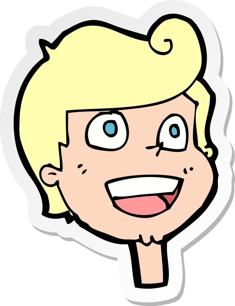 sticker of a cartoon happy face vector