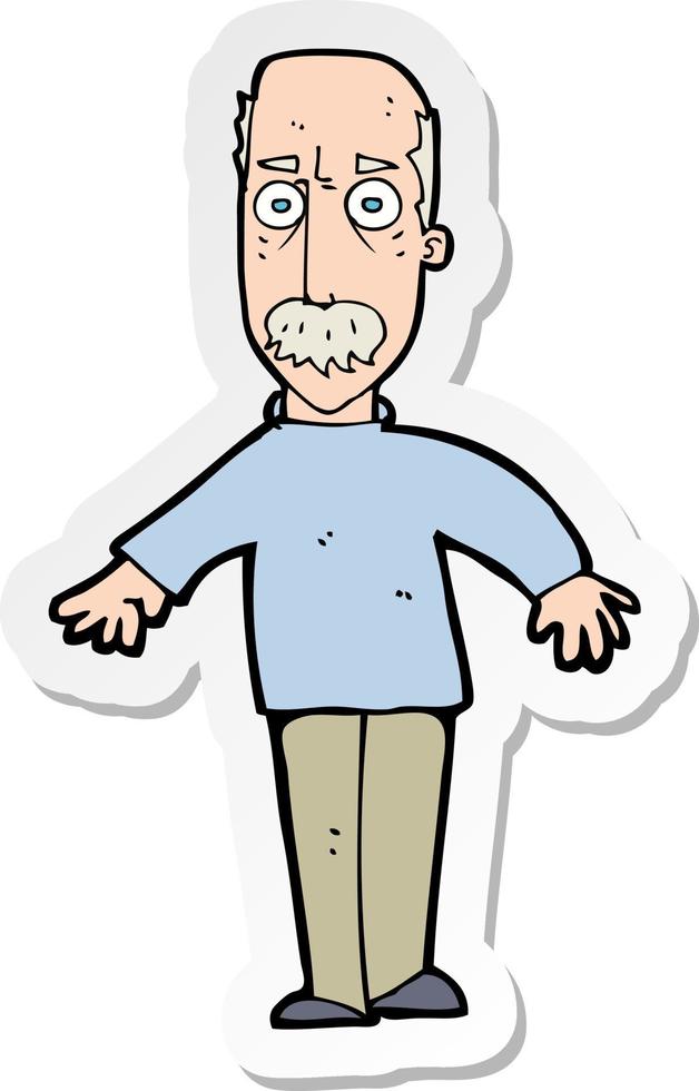 sticker of a cartoon annoyed old man vector