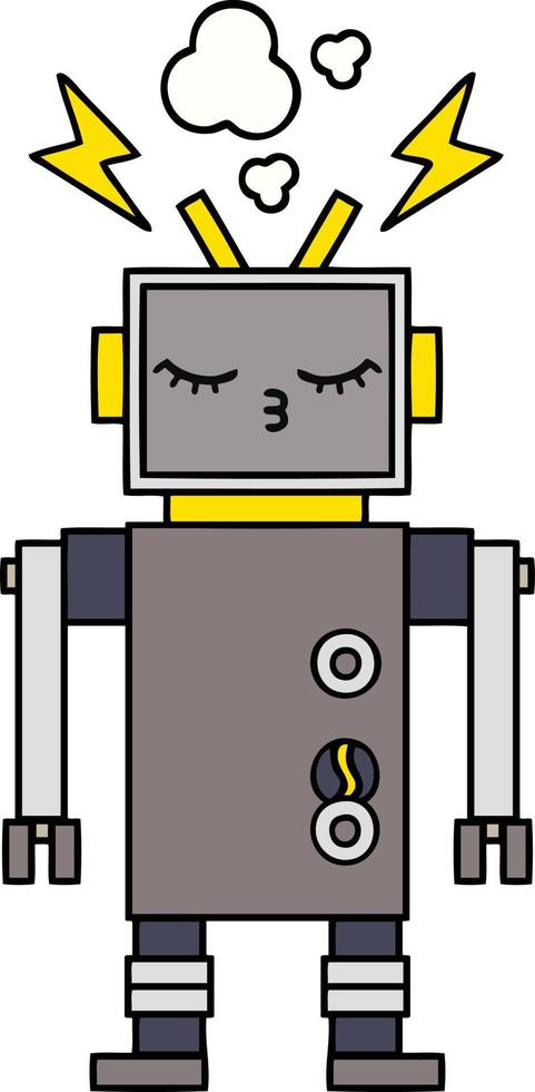 cute cartoon malfunctioning robot vector