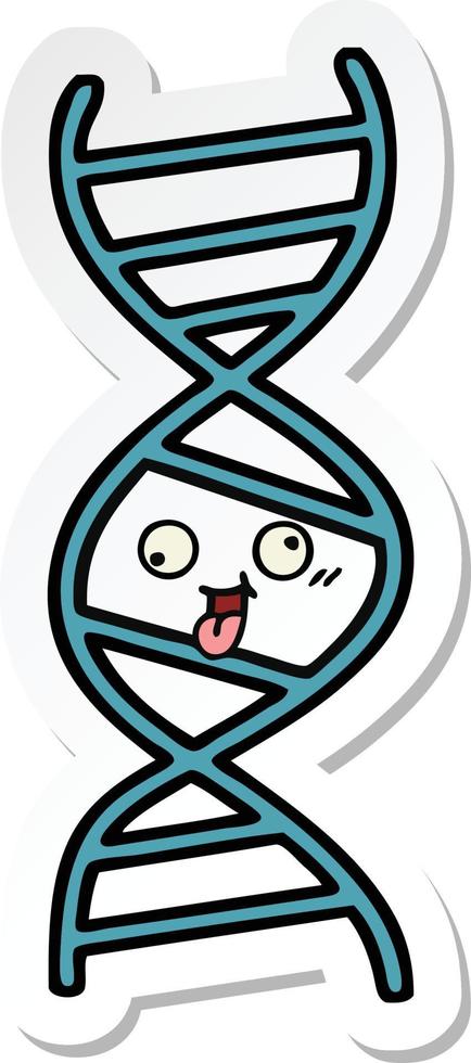 sticker of a cute cartoon DNA strand vector