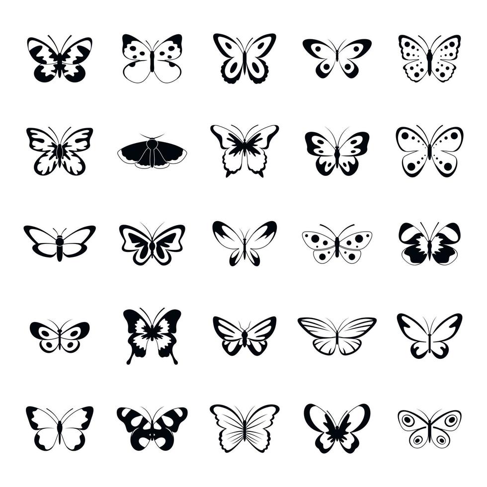 conjunto de iconos de mariposa, estilo simple vector