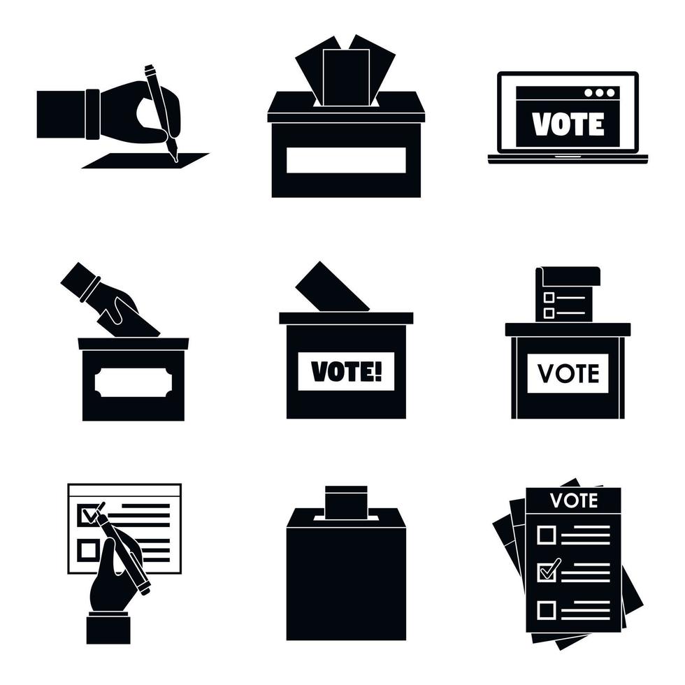 Conjunto de iconos de votación de urnas, estilo simple vector