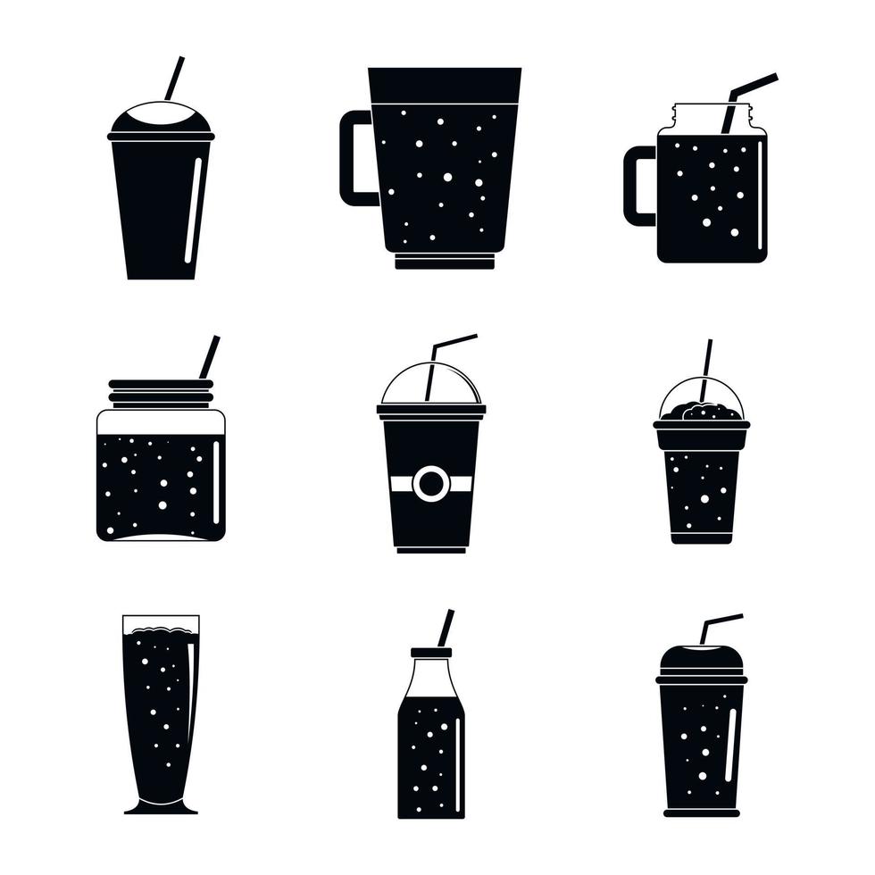 Smoothie fruit juice icons set, simple style vector