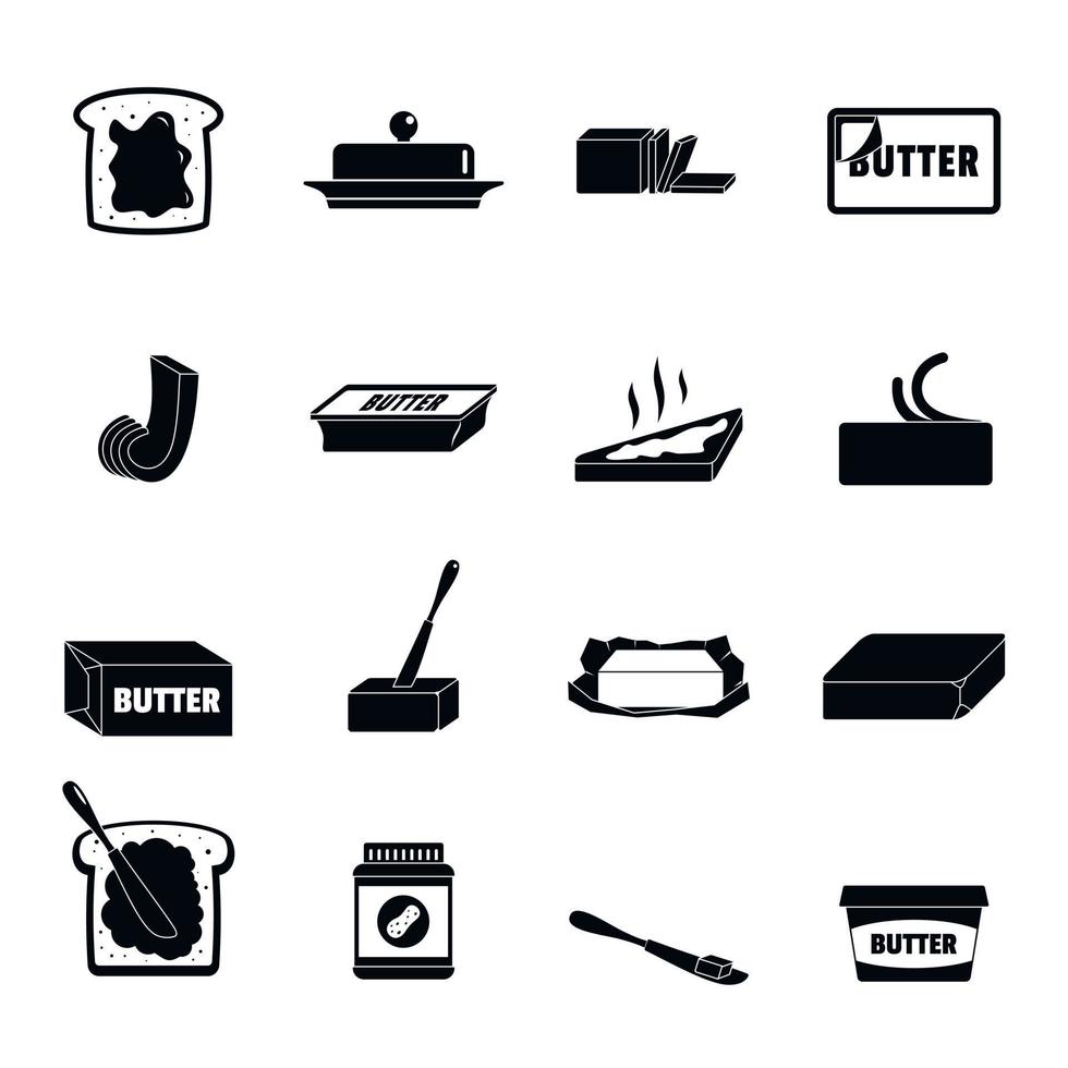 conjunto de iconos de bloque de curl de mantequilla, estilo simple vector
