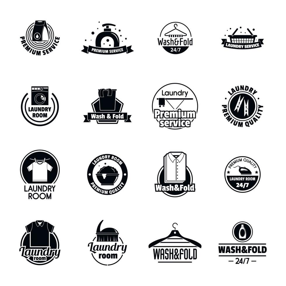 conjunto de iconos de servicio de logotipo de lavandería, estilo simple vector