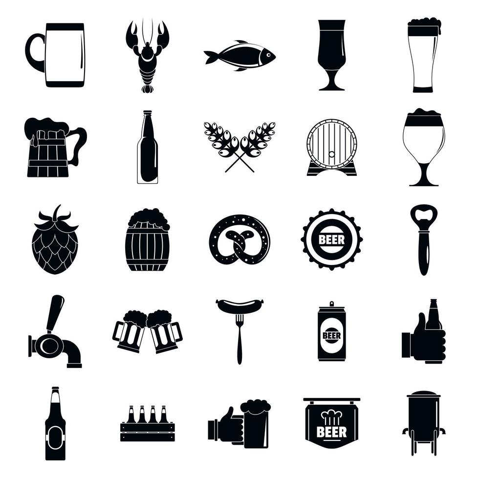 Beer icons set, simple style vector
