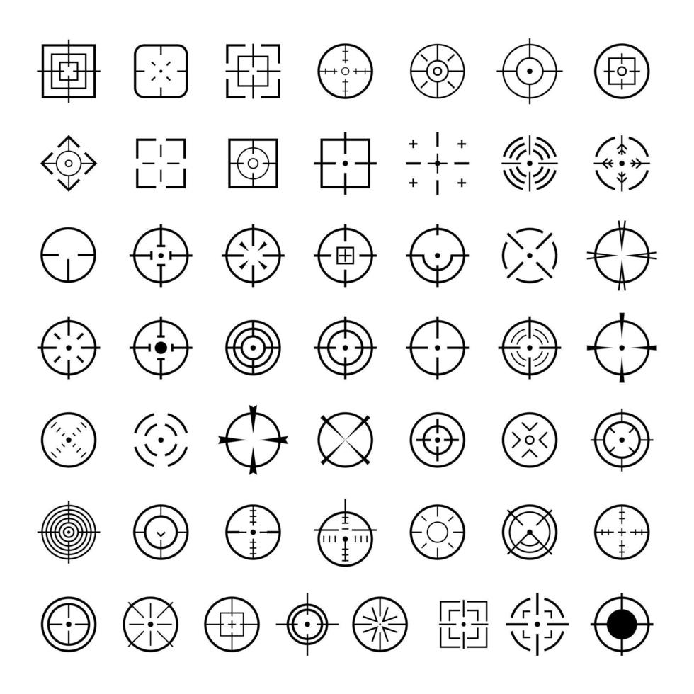 Aim target icons set, simple style vector