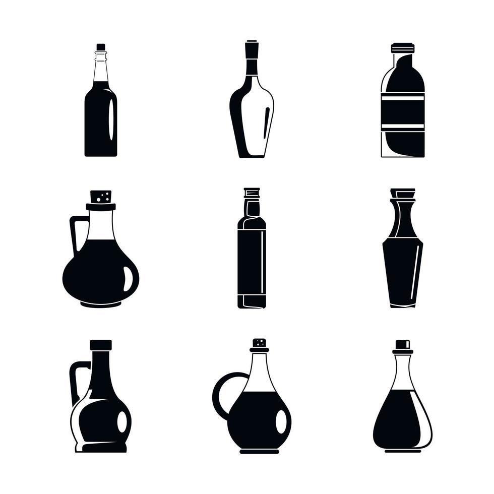 Vinegar bottle icons set, simple style vector