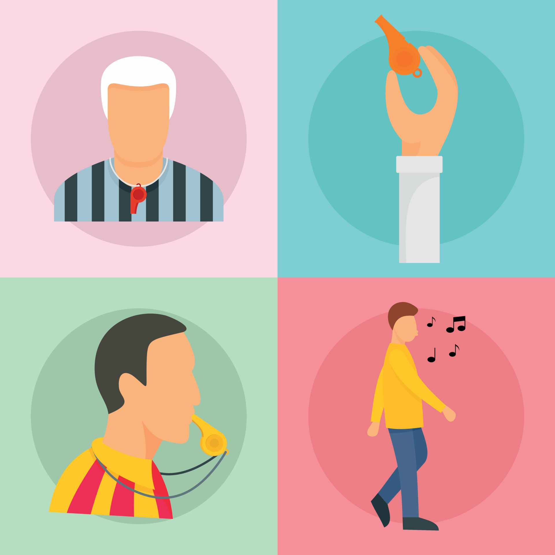 Whistle coaching banner concept set, flat style 8808382 Vector Art at