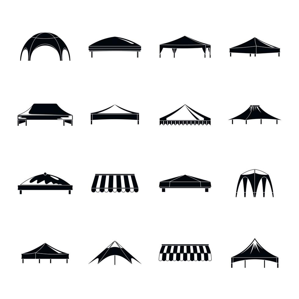 Canopy shed overhang icons set, simple style vector