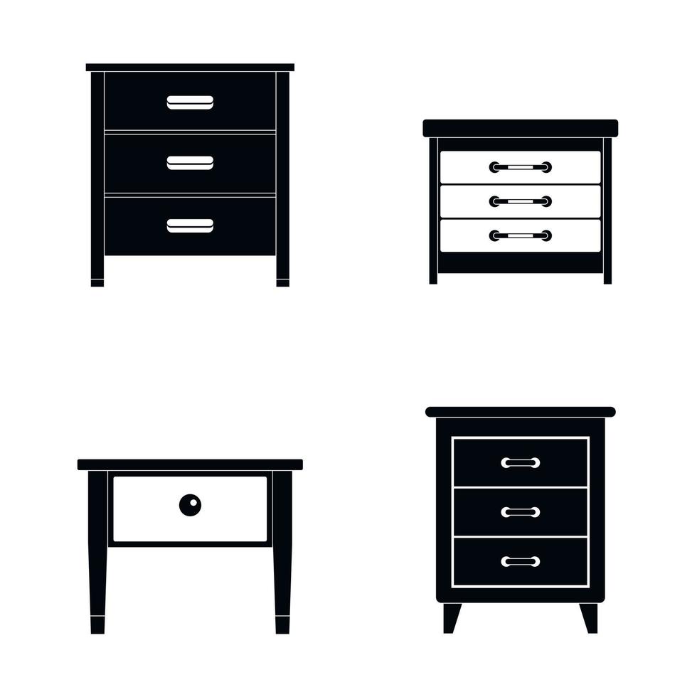 Nightstand bedside icons set simple style vector