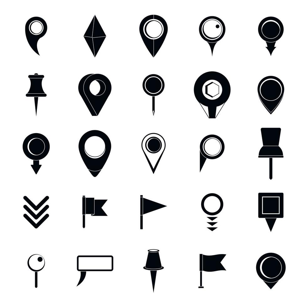 Map pointer icons set, simple style vector