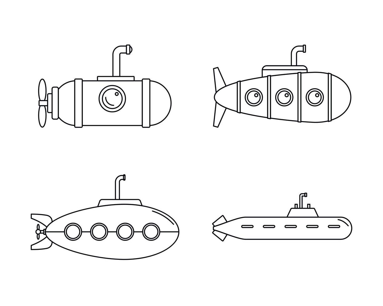 Periscope telescope icons set, outline style vector
